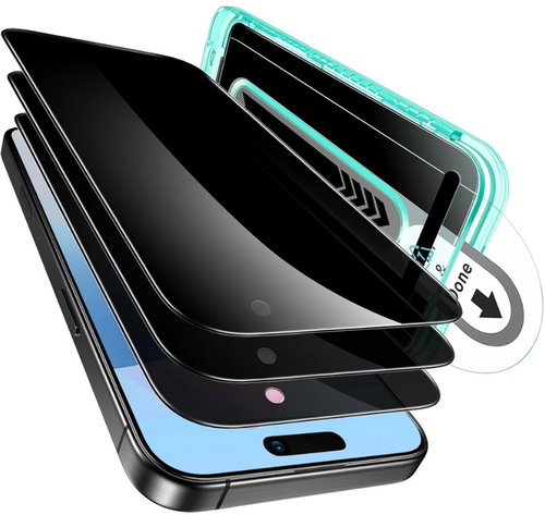 ESR Privacy Screen Protector, Compatible with iPhone 16 Pro, 3 Pack - Glass Screen Protector - Main image