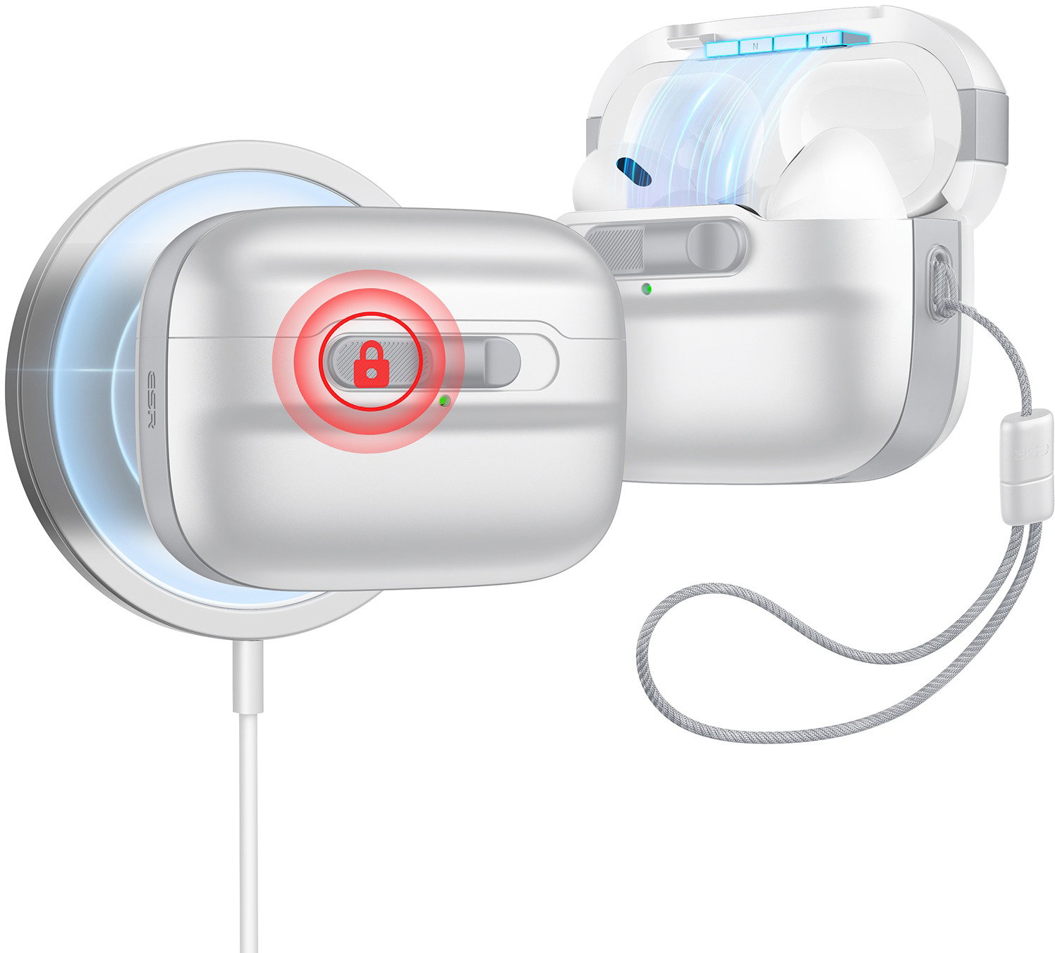 ESR Pulse Magnetic Lock Case (HaloLock), Compatible with AirPods Pro tok, White