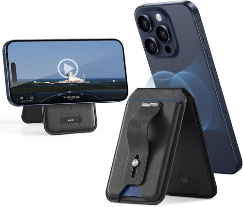 ESR HaloLock Geo Wallet Stand, Midnight Black -  MagSafe Wallet - Main image