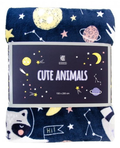 Essex Microfiber blanket CUTE ANIMALS blue SOAP 150x200 cm - Blanket - Main image