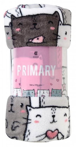Essex Microfibre Blanket PRIMARY Cats 130x170cm - Blanket - Main image
