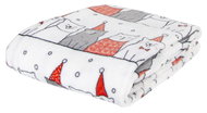 Essex Christmas microfiber blanket Santa cat white, 150 × 200 cm - Blanket