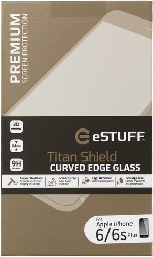 eSTUFF TitanShield® 3D für iPhone + 6 / 6S + Schwarz - Schutzglas - Hauptbild