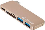 eSTUFF USB Type-C (USB-C) Slot-in Hub Gold - Replikátor portov