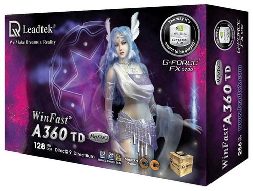 Leadtek WinFast A360 TD MyViVo NVIDIA GeForce FX-5700, 128 MB DDR, AGP8x, VIVO, DVI, software -  - Main image