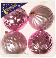 EverGreen® Sphere relief x 4 pcs, diameter 8 cm, colour pink - Christmas Ornaments