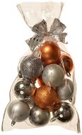 EverGreen® Gömb x 16 db, különféle, átm. 6 cm, színe réz-ezüst - Karácsonyi díszítés