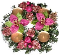 EverGreen® adventi koszorú - díszítés, átmérője 25 cm, színe rózsaszín-arany - Karácsonyi díszítés