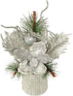 EverGreen® Asztali dísz - ág magnóliával, magassága 23 cm, színe ezüst - Karácsonyi díszítés