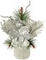 EverGreen® Stol. arrangement - branch with magnolia, height 23 cm, colour silver - Christmas Ornaments
