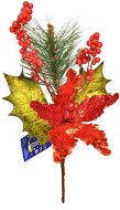 EverGreen® ág karácsonyi rózsákkal és bogyókkal, 45 cm magasságú, piros színű - Karácsonyi díszítés