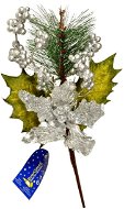 EverGreen® Branch with Christmas roses and berries, height 45 cm, colour silver - Christmas Ornaments