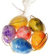 EverGreen Egg on a Thread x 6 pcs, Height of 6cm, Net, Colour: Multicoloured - Decoration