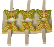EverGreen Peg x 6 with bow ties, height 4 cm, colour multicoloured - Decoration
