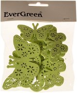 EverGreen fából készült pillangó 10 db, zöld - Húsvéti díszítés
