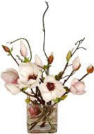 EverGreen Magnolia Arrangement. 33cm Glass Vase, Cream Colour - Artificial Flower