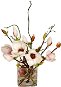 EverGreen Magnolia Arrangement. 33cm Glass Vase, Cream Colour - Artificial Flower