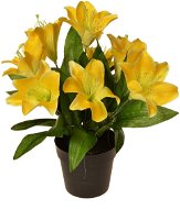 EverGreen Lily in a Pot, Height of 30cm, Yellow Colour - Artificial Flower