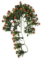 EverGreen® Holly Hanging Shrub Plastic with 5 Shoots, with Red Berries, Height 40cm - Artificial Flower