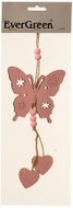 EverGreen® Hanging Wooden Decoration, Butterfly - 1 pc, Height 30cm, Colour pink - Decoration