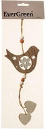 EverGreen® Hanging Wooden Decoration, Bird - 1 pc, height of 30cm, colour of Brown-white - Decoration