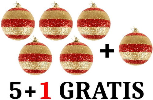 EverGreen set® Glitter balls diameter 7 cm, Set 5+1 Gratis - Christmas Ornaments - Main image