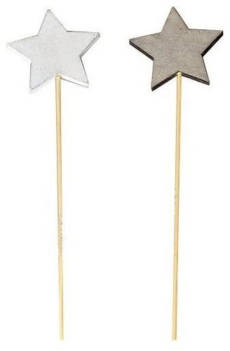 EverGreen set® Star plug 7cm, wooden, h.28, Set 11+1 Gratis - Christmas Decoration - Main image