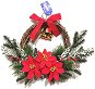EverGreen® Wicker wreath with Christmas roses, ribbon and bell, dia. 35 cm - Christmas Wreath