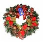 EverGreen karácsonyi koszorú szalaggal, karácsonyi rózsákkal és bogyókkal, 30 cm átmérőjű - Karácsonyi koszorú