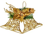 EverGreen Nástenná dekorácia zvony kov s iskriacim glitrom, výška 30 cm - Vianočná dekorácia