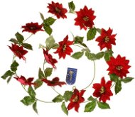 EverGreen Garland with velvet Christmas roses - 12 flowers, diameter 10 cm, length 180 cm - Garland