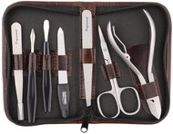GLOBOS Leather manicure set 994-86 brown - Manicure Set