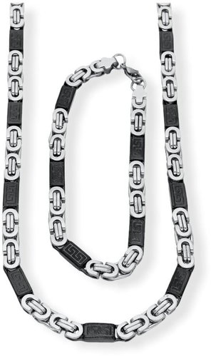 Ewena Men's necklace with surgical steel bracelet, Greek key KA920 - Jewellery Gift Set - Main image