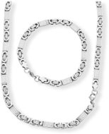 Ewena Pánský náhrdelník s náramkem z chirurgické oceli, řecký klíč KA281 - Darčeková sada šperkov