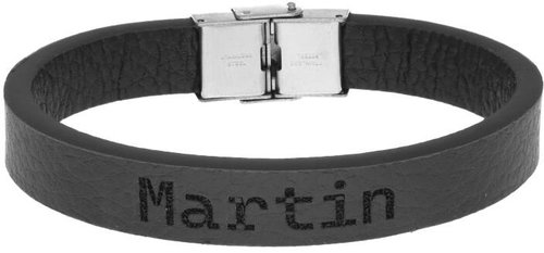 Ewena Black leather bracelet with the name Martin - Bracelet - Main image