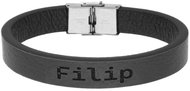 Ewena Black leather bracelet with the name Filip - Bracelet
