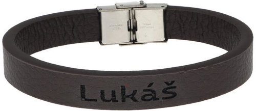 Ewena Brown leather bracelet with the name Luke - Bracelet - Main image