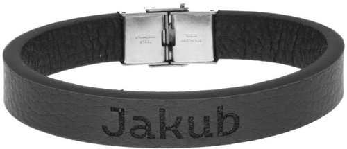 Ewena Black leather bracelet with the name James - Bracelet - Main image
