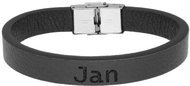 Ewena Black leather bracelet with the name Jan - Bracelet