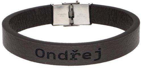 Ewena Brown leather bracelet with the name Andrew - Bracelet - Main image