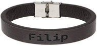 Ewena Brown leather bracelet with the name Filip - Bracelet