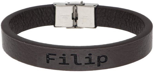 Ewena Brown leather bracelet with the name Filip - Bracelet - Main image