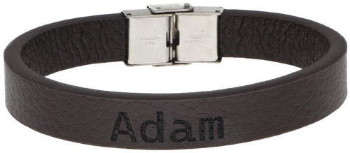 Ewena Brown leather bracelet with the name Adam - Bracelet - Main image