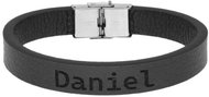 Ewena Black leather bracelet with the name Daniel - Bracelet