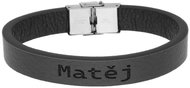 Ewena Black leather bracelet with the name Mathew - Bracelet