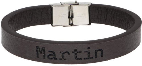 Ewena Brown leather bracelet with the name Martin - Bracelet - Main image