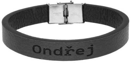Ewena Black leather bracelet with the name Andrew - Bracelet - Main image
