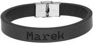 Ewena Black leather bracelet with the name Marek - Bracelet