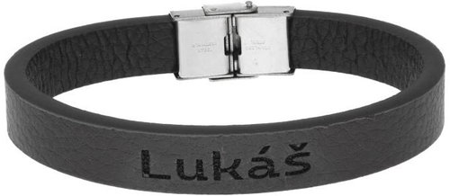 Ewena Black leather bracelet with the name Luke - Bracelet - Main image