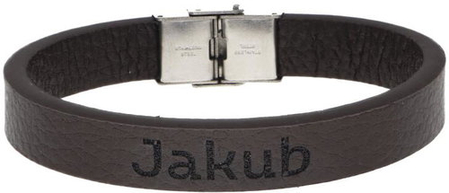 Ewena Brown leather bracelet with the name James - Bracelet - Main image
